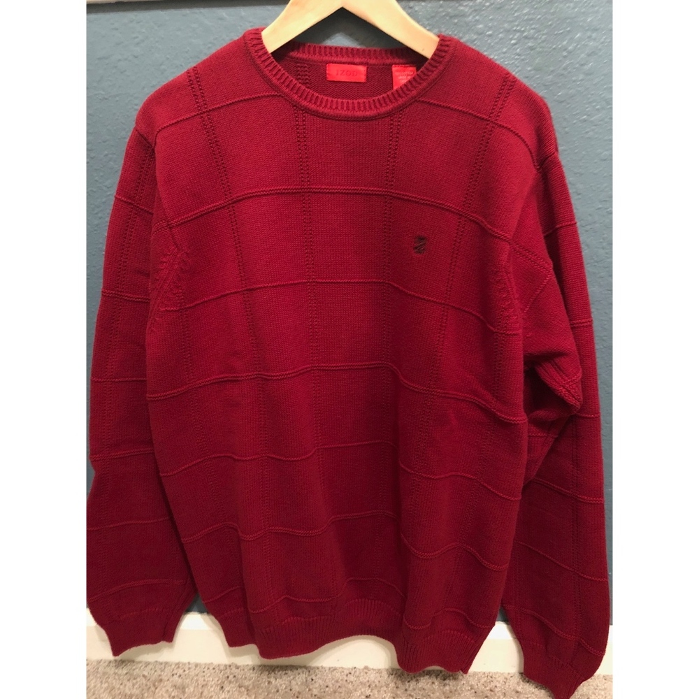 Men's Izod Cotton Crewneck Red Sweater